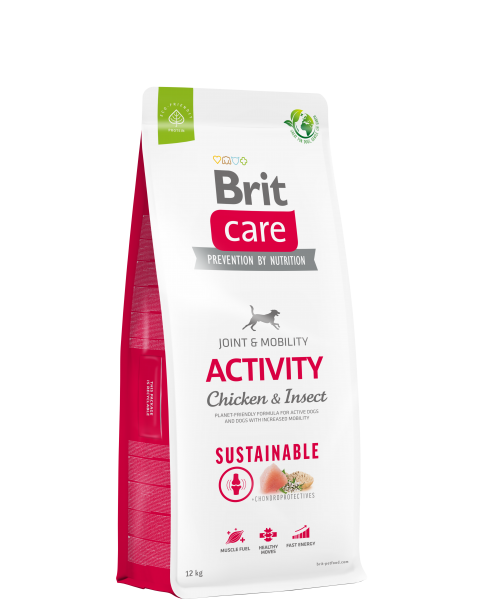Brit Care Sustainable Activity Chicken&Insect sausas maistas šunims su vištiena vabzdžiais 12 kg