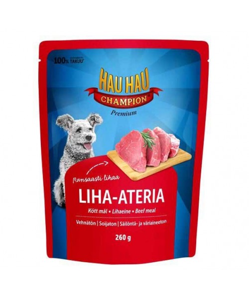 HAU-HAU CHAMPION Konservuotas šunų ėdalas  su jautiena, 260 g