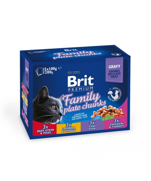Brit Premium kačių konservų rinkinys ( dėžutėje) Family Plate 1200 g (12×100 g)