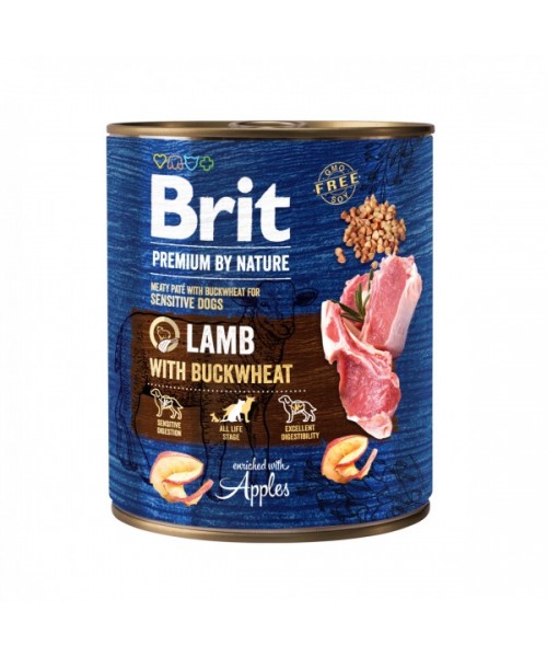Brit Premium by Nature kons. šunims Lamb with Buckwheat  800g